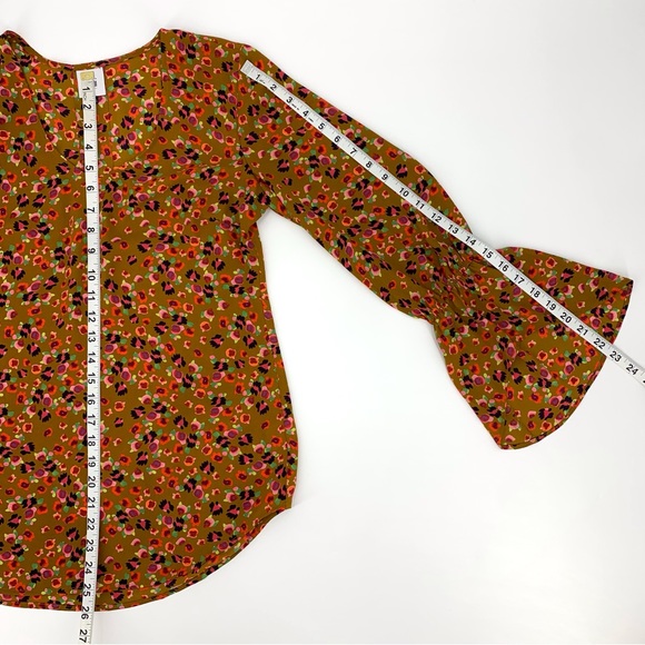 Cabi Burnished Blouse # 4042, Gold Floral Print Long Sleeve Blouse, XS - Picture 15 of 16